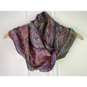 Women's Pashmina Silk Blend Colorful Paisley Infinity Scarf